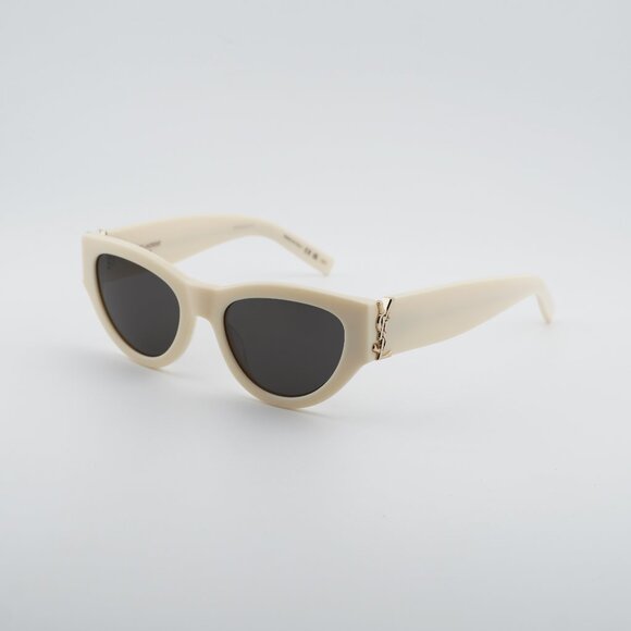 Saint Laurent SL M94 012 Sunglasses Shiny Ivory Cat Eye Frame, Grey Lenses main image 7